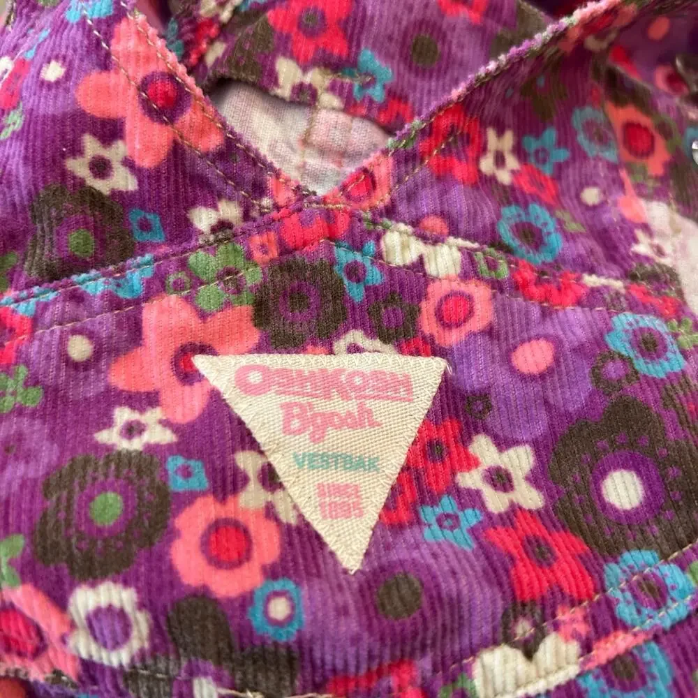 OshKosh B'gosh Vestbak Pink Purple Floral Corduroy Overalls 24 Months